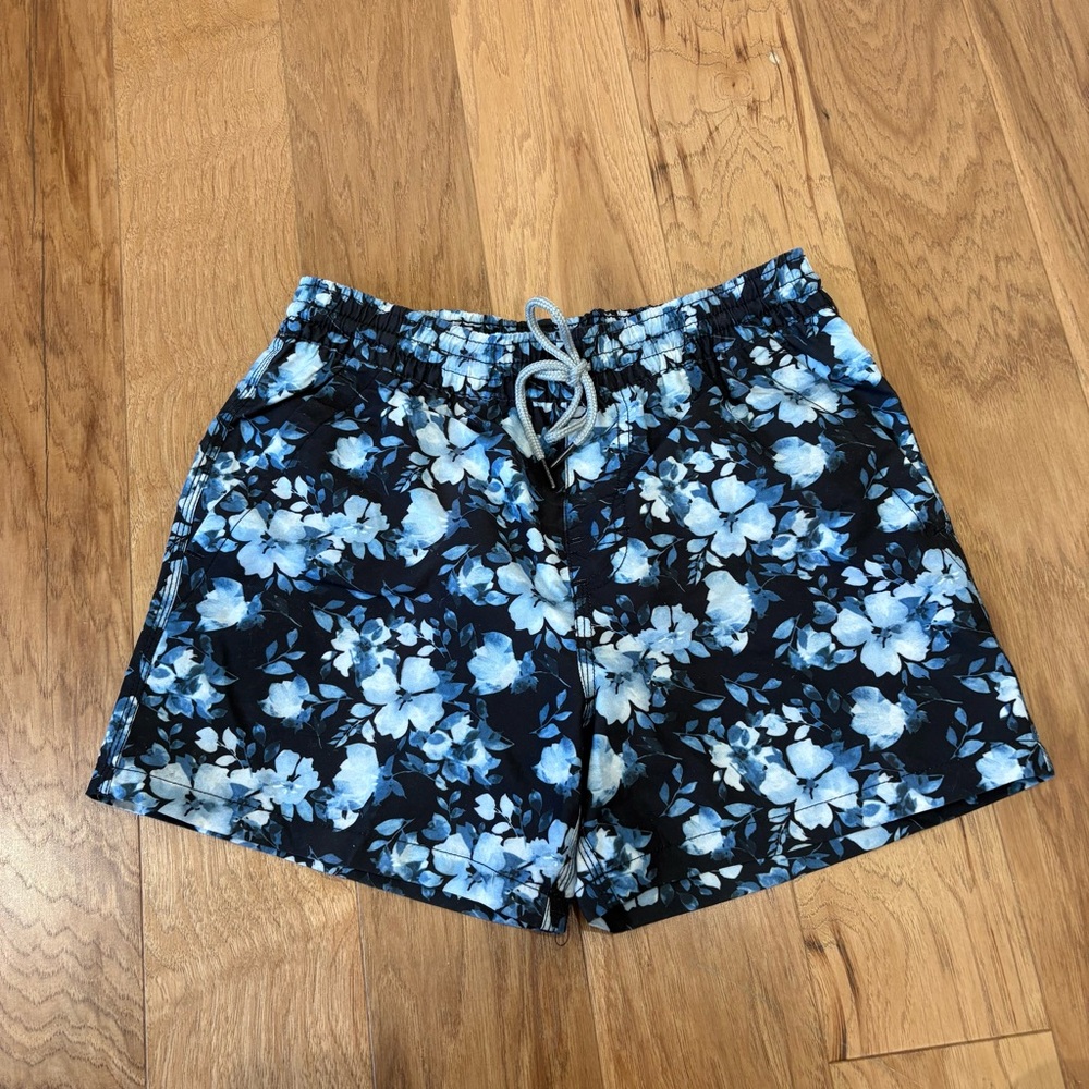 7 Diamonds Blue Floral men’s swim trunks